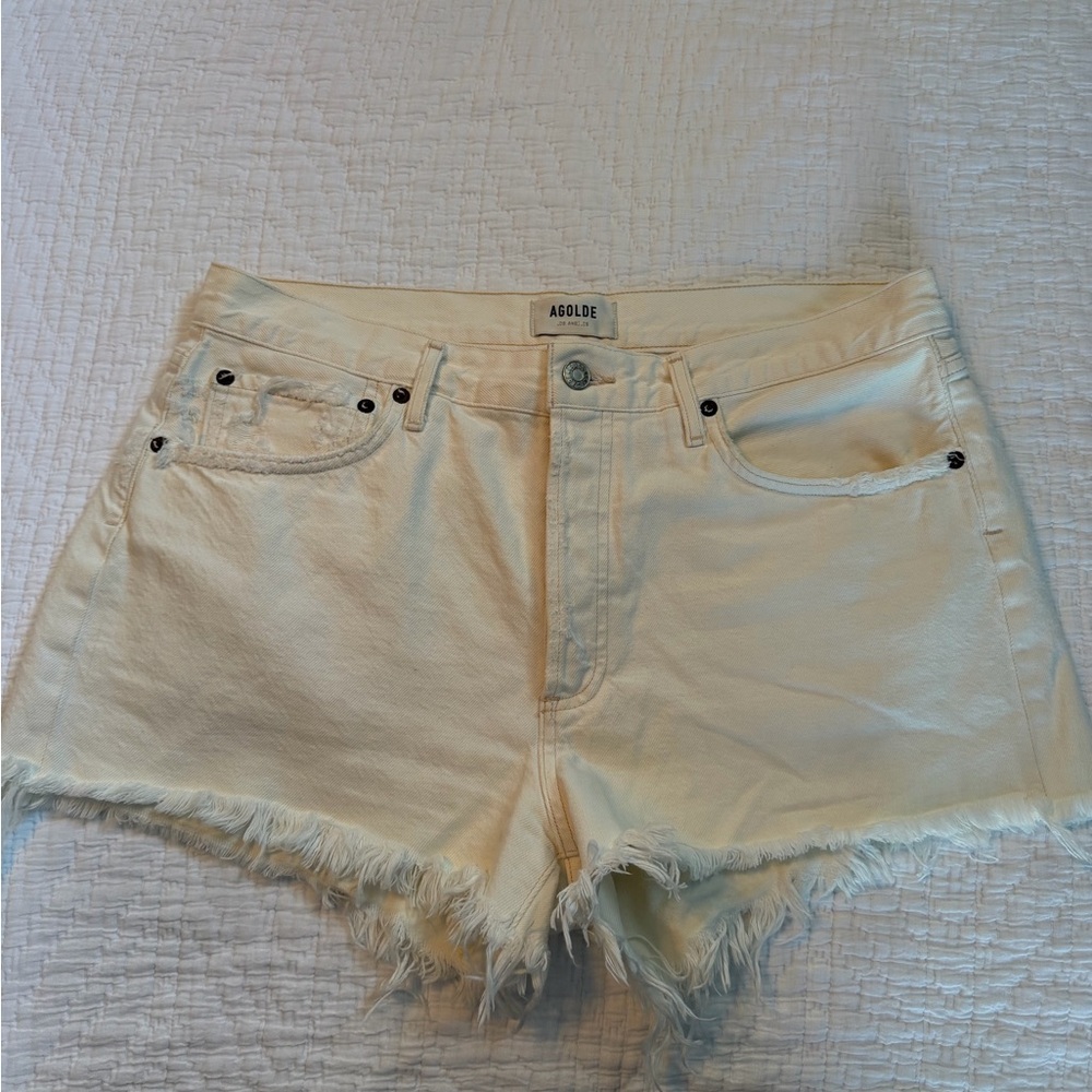 AGOLDE Parker Vintage Cutoff denim shorts - Cream/Natural